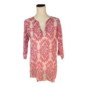 Rock Flower Paper lightweight pink‎ and white tunic medium